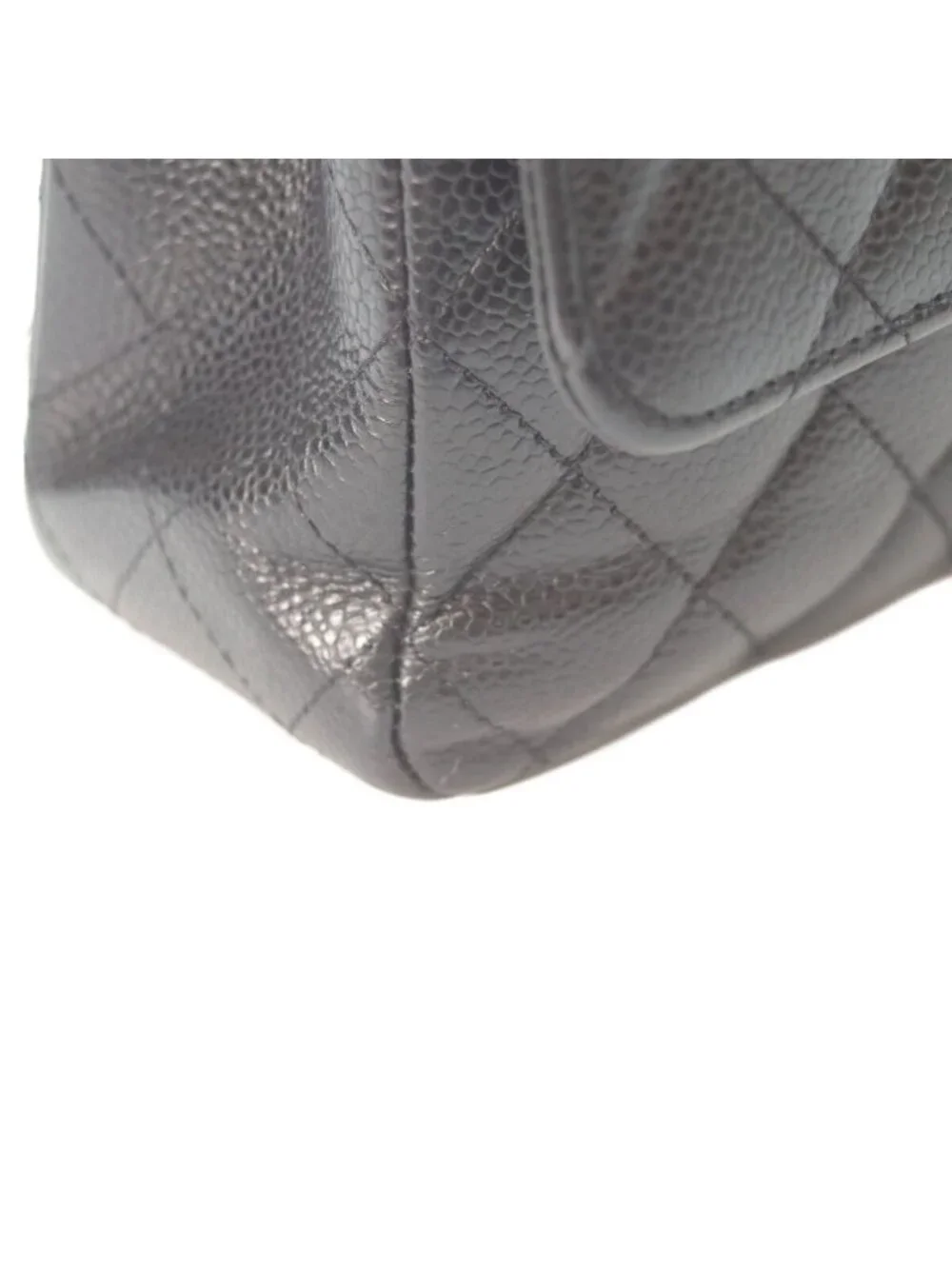 Chanel Black Caviar Silver Double Flap Bag Quilted 25